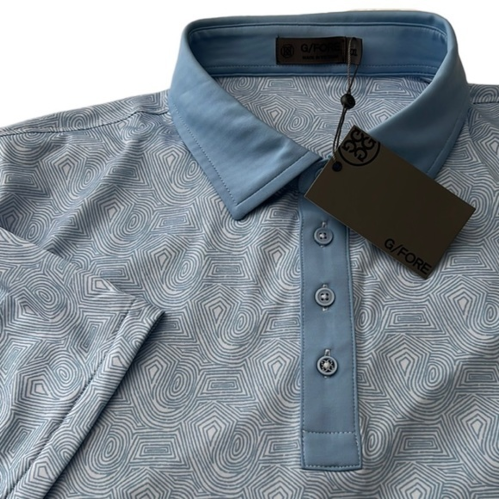 G/Fore Men’s G4 ABSTRACT SPIRAL TECH Golf Polo‎ ALLURE BLUE Size XXL NEW/NWT